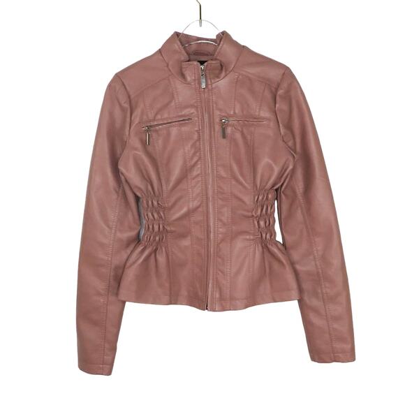 Urban Outfitters New Look Y2k Pink Leather Jacket Small - Picture 7 of 9